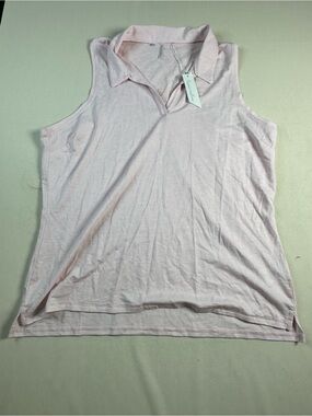 TravisMathew Women's Sleeveless Majorca Golf Polo Heather Light Pink XXL